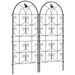 Metallist viinapuutoed 2 tk, 50x120 cm, mustad, linnumustriga