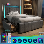 &Uuml;heinimesevoodi LED-valgusti, USB-valgusti ja 2 sahtliga 90x200cm ilma madratsita 1 tk