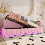 P&auml;evavoodi 90x200 cm, LED-valgustusega, h&uuml;draulilise mehhanismiga, USB, C-t&uuml;&uuml;pi, roosa