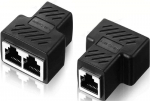 RJ45 jagajad, 2 tk, mustad, m&otilde;lemad pordid korraga