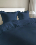 Puuvillane volangidega voodipesu 220x200 3 t&uuml;kki meresinine denim