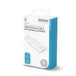 Adapter DELTACO USBC-AC201 67W 2x USB-C PD &otilde;huke valge