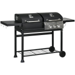 Gaasigrill termomeetri ja soojendusrestiga, 161 x 54 x 103 cm, must