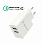 Swissten Travel Charger Qualcomm 3.0 Quick Charge + Smart IC with 2x USB 30W Power White