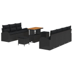 vidaXL Aia Diivanikomplekt padjaga 10 pcs Must pol&uuml;rotang