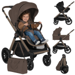 3-&uuml;hes jalutusk&auml;ru ADAC Astrid i-Size turvatooliga ja vankrikorviga &ndash; igaks hooajaks kuni 22 kg &ndash; Lionelo Layla Beige Taupe