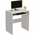 Valge kaasaegne arvutilaud klaviatuuririiuliga, loft-stiilis, 70 cm