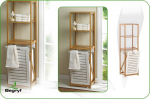 Pesukorv riiulitega - BEGRYF - Bambus - 33 x 36 x 130 cm - pruun/valge, seisev