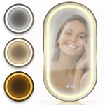 Peegel k&uuml;ttega ovaalne Cronos 50x80 cm LED Anti-Fog Gold, 50x80