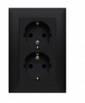 Simon 10 Double Schuko Socket, Matt Black, Ip20