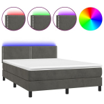 vidaXL kontinentaalvoodi madrats ja LED, tumehall, 140x190 cm, samet