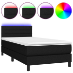 vidaXL kontinentaalvoodi madratsiga ja LED, must, 100x200 cm, kangas