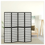 vidaXL kokkupandav 4 paneeliga sirm, Jaapani stiil, 160 x 170 cm, must