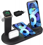 6-&uuml;hes juhtmevaba multilaadija iPhone'ile + Apple Watch + Airpods + muud telefonid (MUST)