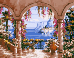 Maalimine numbrite j&auml;rgi - maalimise komplekt 40x50 cm. "Balcony with flowers"