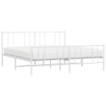 vidaXL metallist voodiraam peatsi ja jalutsiga, valge, 183x213 cm