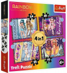 Puzzle Trefl 4-in-1 Fashionable Rainbow High Dolls 207 t&uuml;kki