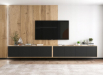 Riputatav TV Kapp Meble Lindner Loft Wotan Tamm Must Matt 300 cm, 300 x 39 x 35