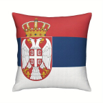 Vintage Serbia lipu mustriga dekoratiivpadi kate, 45.72x45.72 cm.
