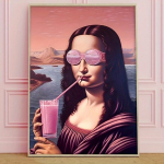 1tk Roosa Esteetiline L&otilde;uend Kunst Naljakas Kuulsad Maalid Plakat Seinal, 20x30 cm