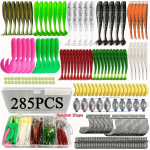 61tk/285tk Pehme Kalap&uuml;&uuml;gi Landid Komplekt: Tackle Karp Pehme Plastist Ussid, Swimbaits, Jigid Konksud Ahvena, Forelli & L&otilde;he P&uuml;&uuml;giks, 285B (285 vnt. žvejybos masalai)
