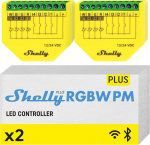 Shelly Plus RGBW PM &ndash; WiFi ja Bluetoothi ​​kontroller LED-ribadele, 12-24V DC, (2 tk) Kollane.