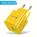 2 Pordi PD 25W Mini USB C Kiirlaadija iPhone 15 Pro Max Xiaomi Telefoni J&otilde;ulaadimine EL Pistik Adapter Reisimiseks, Geltona