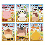 6 tk Cartoon Talu Loomade Kleebised Puzzle N&auml;okleebised.
