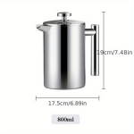 Roostevabast terasest kohvikann teekann filtriga, k&auml;si valmistatud., 800 ml