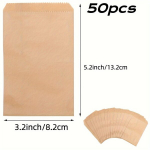 50tk/100tk Looduslik Kraft Paber Kotid, Toiduklassi Toidu S&auml;ilituskotid 3&times;5/4&times;6/5&times;7/6&times;8 Tolli Suupistekotid, 7,62&times;12,7 cm