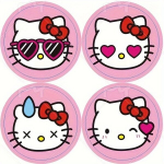 24-Pakk Hello Kitty & S&otilde;brad Eeterlik &Otilde;li S&auml;&auml;set&otilde;rje Kleebised - Taaskasutatav, Multika Disain Riietele, Kottidele & Tekkidele, 24 lipdukai KT Cat Cat Lipdukai nuo uodų