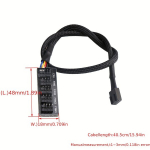5-viisiline PWM Ventilaatori Jaotuskaabel, Plastikmaterjal, 4-ja 3-Pin Adapter