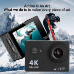 Seiklus- ja vabaajakaamera Ultra HD 4K 30 kaadrit sekundis/170D veekindel veealune tegevuskaamera koos videosalvestusega v&auml;litingimustes, WiFi ja kaugjuhtimispuldiga