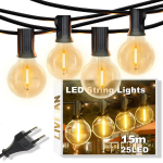 Elektritoitel LED-pirnidega valguskett LIVMAN VCT-CLC021 &otilde;ue- ja siseruumidesse, 15m, 25LEDi