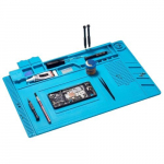 Premium Silikoon Jootematt 44.96cm x 29.97cm - Kuumakindel kuni 500&deg;C, Magnetiline ja Antistaatiline, Ideaalne Telefoni, S&uuml;learvuti ja Kella Parandamiseks - Suur T&ouml;&ouml;vaip Ladustamisruumidega