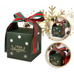 MERRY CHRISTMAS roheline dekoratiivne kinkekarp vibuga 10x10x10 cm OPO40