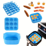 1 komplekt, Premium Ruudukujuline Silikoon Komplekt - Peekoni & Hot Dog Rest, 9-Osaline Koogivorm, Kuuma&otilde;hufrit&uuml;&uuml;ri Pann - BPA-Vaba, N&otilde;udepesumasinas Pestav - &Uuml;hilduv 7QT+ Kuuma&otilde;hufrit&uuml;&uuml;ridega, Mėlynas kostiumas