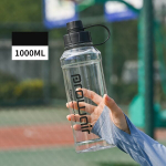 1tk 1000ml Suur Maht Selge Veepudel, K&otilde;rge Temperatuuritaluvus, Plahvatuskindel., Must