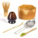 6tk Matcha Tee Komplekt, Keraamiline Kauss Viskistandiga, Bambuko dubuo 6vnt