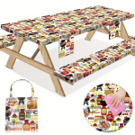 Pidulik BBQ Piknikulaudade Kate Komplekt Pinkide Katetega - Vee-, &Otilde;li- ja Plekkikindel - 182.88x76.2 cm Sobib Ristk&uuml;lik - Ideaalne Laagrites ja V&auml;lipidudele