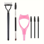 Ripsmete kamm separator ripsmetu&scaron;&scaron; ja kamm kaarjas kattega meigipintslid t&ouml;&ouml;riist., Black Mix 6ps