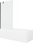 Vann Mexen Cubik viimistluse ja klaasseinaga, 150x70 cm + 90 cm, White+Black/Transparent