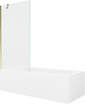 Vann Mexen Vega viimistluse ja klaasseinaga, 160x70 cm + 90 cm, White+Gold/Transparent