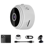 Videokaamera Videokaamerad, juhtmevaba minikaamera &ndash; 1080P WiFi turvakaamera koos 32 GB SD-kaardiga kodu- ja autovalve jaoks, valge