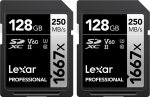 Lexar m&auml;lukaart SDXC 128GB Pro 1667X SDXC UHS-II U3 (V60) 2-pakk