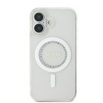 Guess GUHMP16SPFTDTEH iPhone 16 6.1" biały|white hardcase IML Rhinestones MagSafe