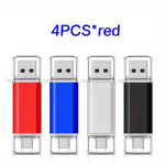USB pulk 4tk K&otilde;rge Kvaliteediga USB M&auml;lupulk Dual OTG Type C, Raudona