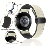 Nutikell 22mm/20mm Ehtne Nahast Kellarihm Sobib Samsungi Vaatajaoks, Dramblio kaulo balta