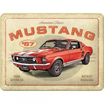 Metallplaat 15x20cm / Ford Mustang - GT 1967 Red