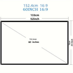 100 120 381,0 cm 16:9 HD projektsiooniekraan kokkupandav kortsuvaba kaasaskantav projektoriekraan kodukino jaoks., 152,4 cm